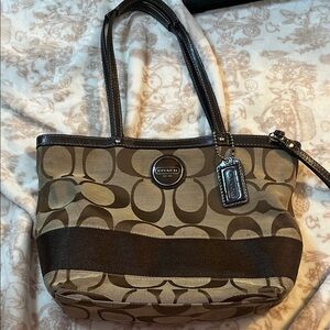 Coach Tan and Brown Signature Tote